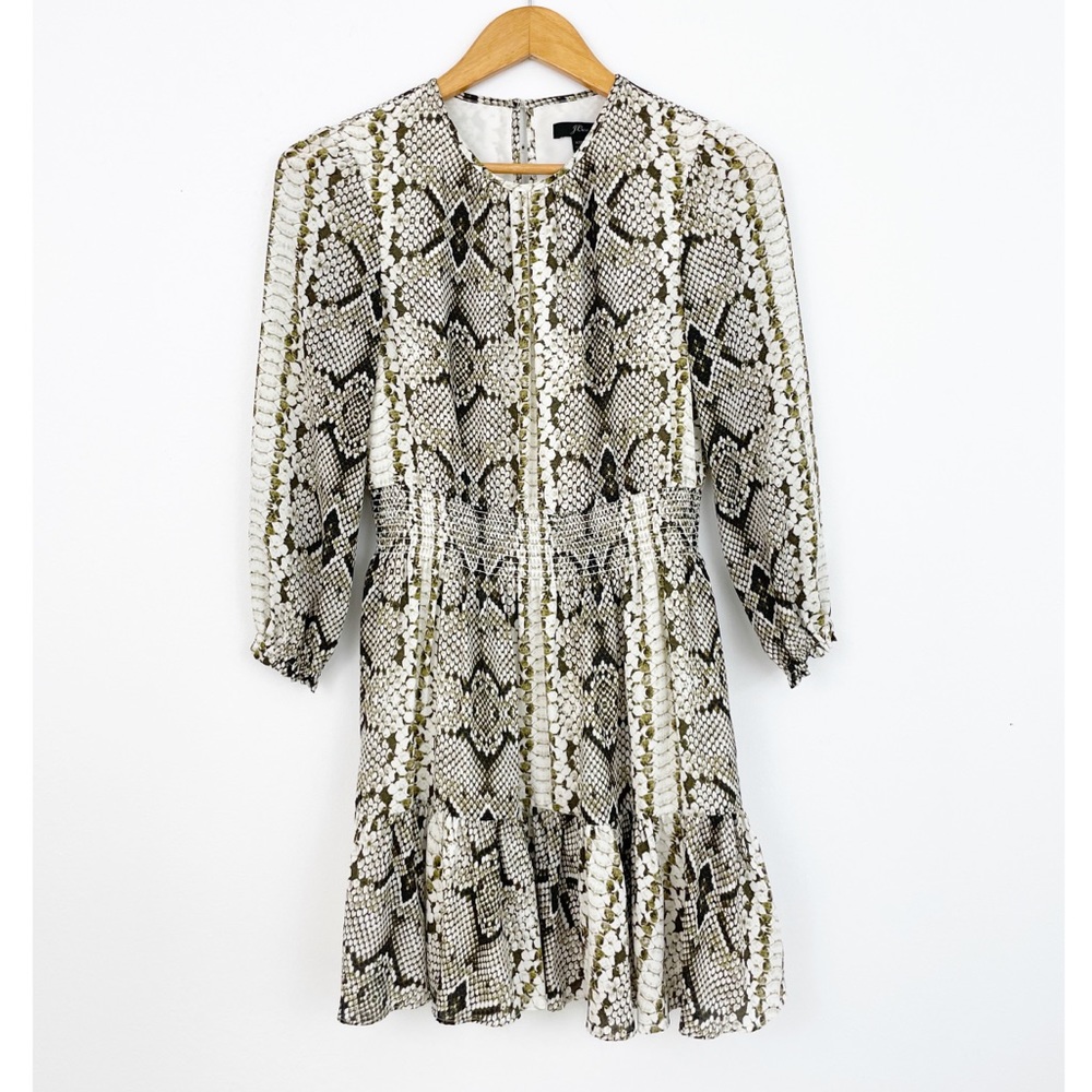 J. Crew Snake Print Midi Dress - Black, White, Olive